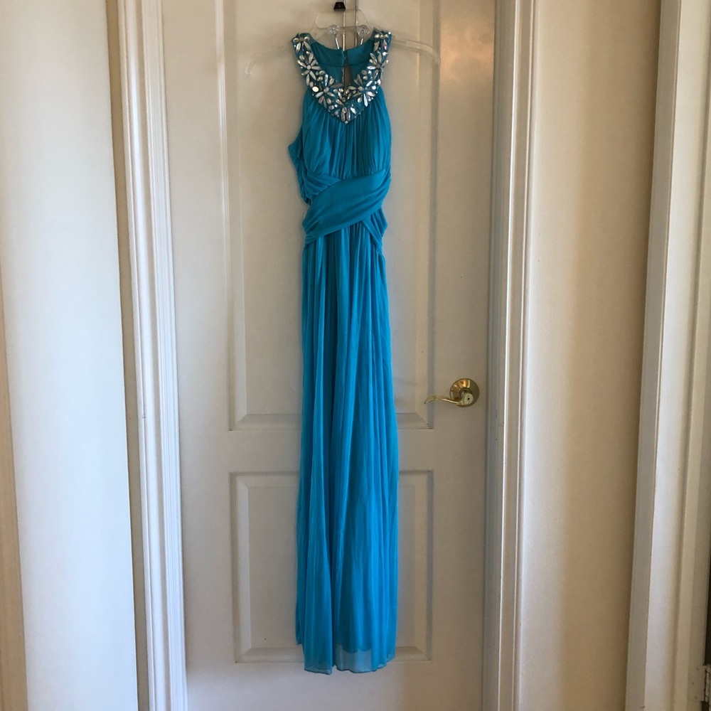 Sky Blue Embellished Prom Dress